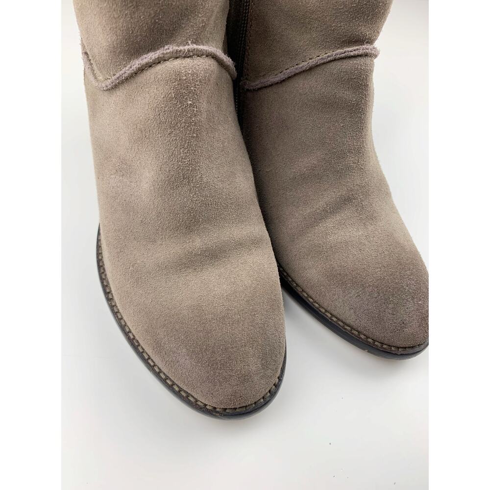 Steve Madden Milaan Ankle Boots Taupe Suede Block Heels Booties Women's 8.5 - Picture 3 of 12